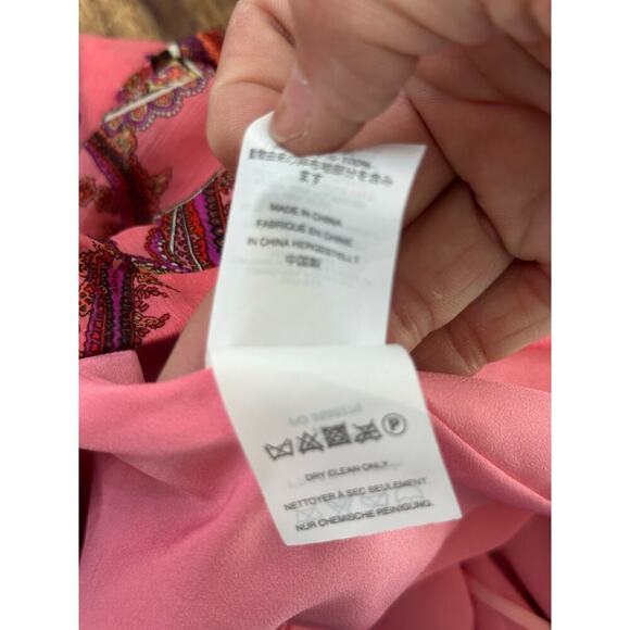 J. Crew Women's Barbie Pink 100% Silk Artsy Career Paisley Skirt Size 2 pleated - Picture 10 of 10